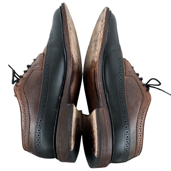 Frye Graham Wingtip Oxford Shoes Lace Up Leather Brogue Two-Tone Black Brown 9.5 main image 6